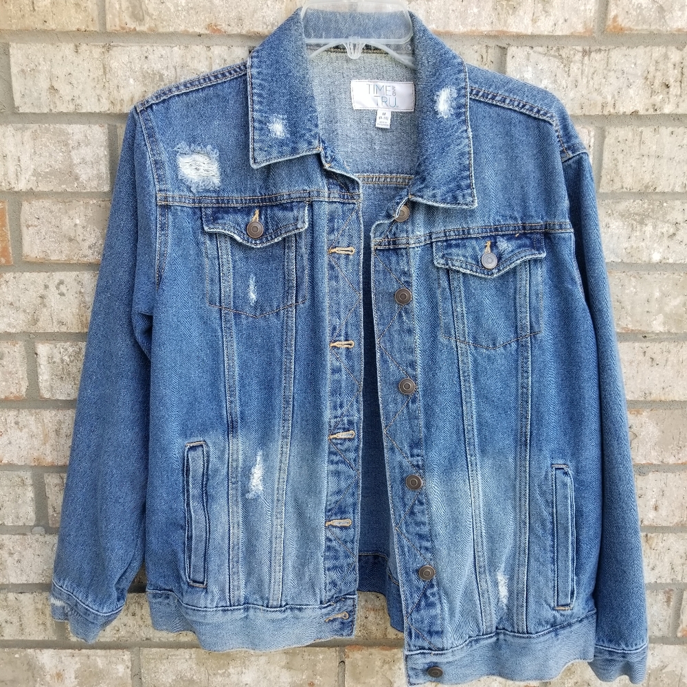 Distressed Blue Jean Jacket (Medium 8-10)